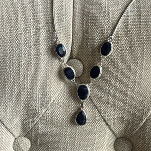 Sapphire toned, silver hardware necklace